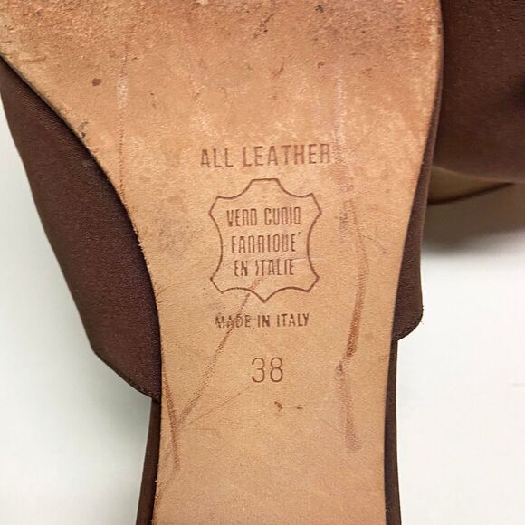 Vintage Giorgio Moretto Brown D'Orsay Cross Strap Heels EU 38 US 7.5 Pointed Toe - Picture 9 of 9